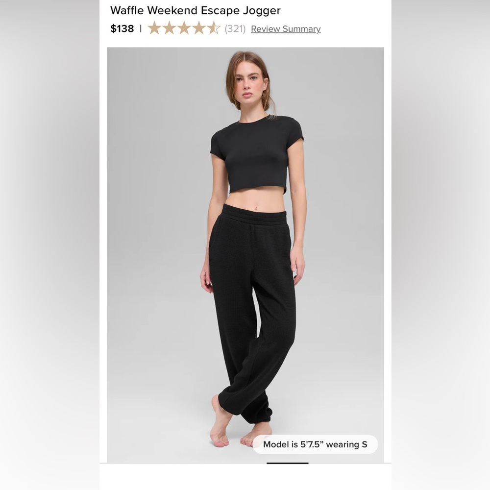 ALO Yoga Black Waffle Texture Joggers